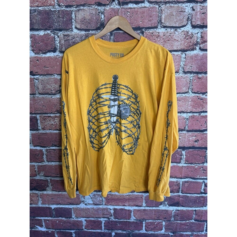 POSTY CO. Post Malone Adult Yellow tour Long Sleeve Shirt Unisex XL